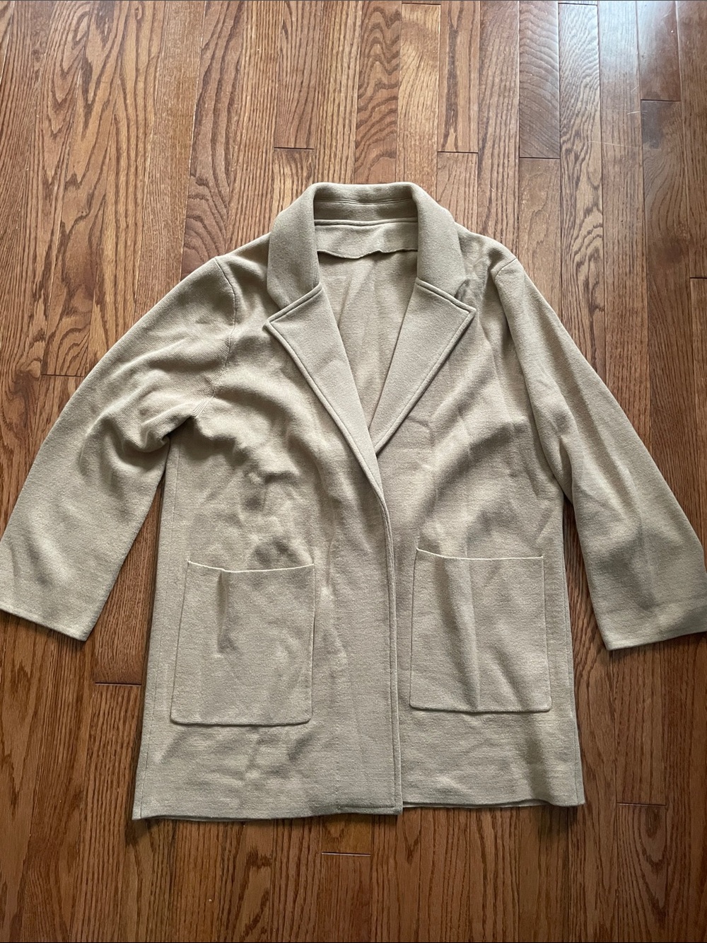 Quince 100% Organic Cotton Knit Blazer Camel Women’s Sz Medium